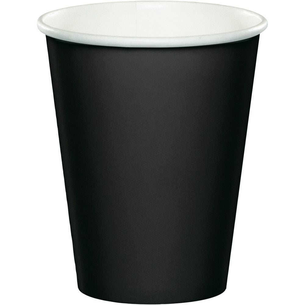 Partybecher, unifarben schwarz, Pappe, 8er Pack