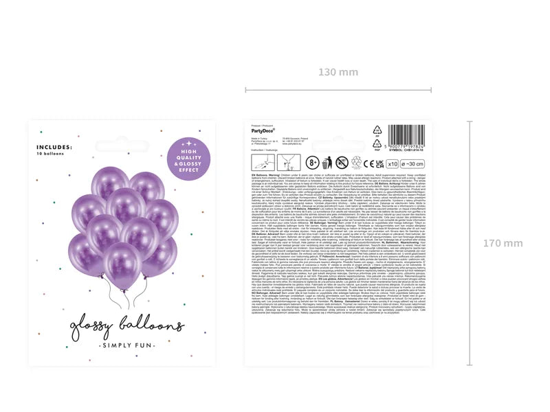 Luftballons Glossy, violett, 30 cm, 10er Pack kinderparties-shop
