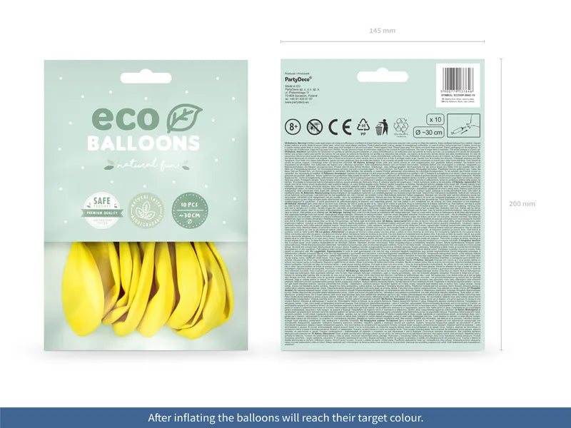 Luftballons, gelb metallisiert, Eco, 30 cm, 10er Pack kinderparties-shop