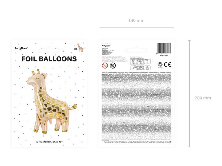 XXL Folienballon Giraffe, Tiere Party, 100x120 cm