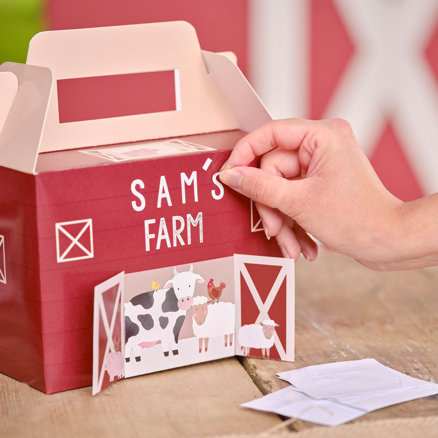 Snack Boxen Bauernhof Tiere, zum Personalisieren mit Buchstabenstickern, 19-tlg, 5er Pack