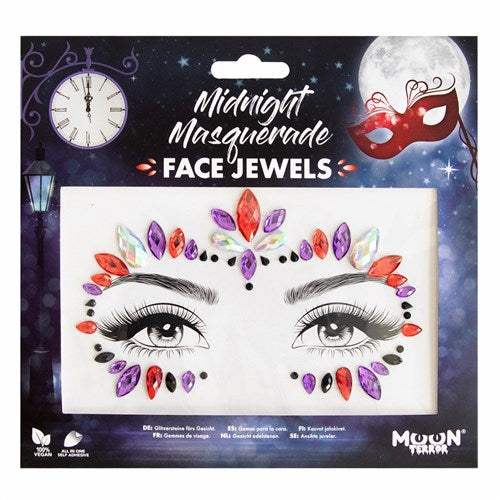 Face Jewels Midnight Masquerade, selbstklebende Gesichtssteine, 1 Bogen