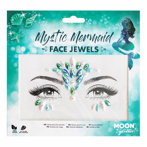 Gesichtssteine Mystic Mermaid, selbstklebende Face Jewels, 1 Bogen