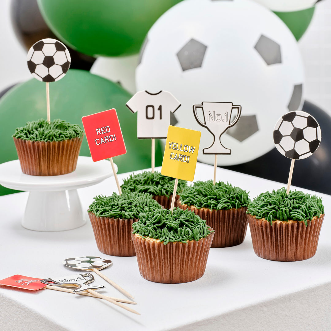 Muffinpicker Fussball, Cupcake Topper, 12er Set kinderparties-shop