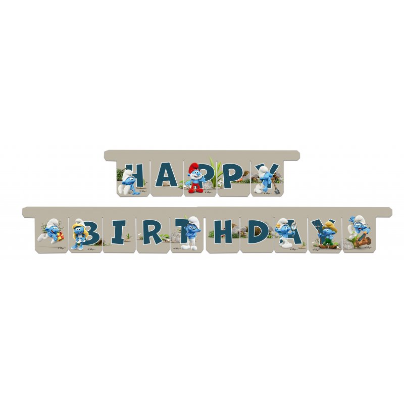 Schlümpfe-Happy-Birthday-Girlande-Kindergeburtstag-Party-Deko