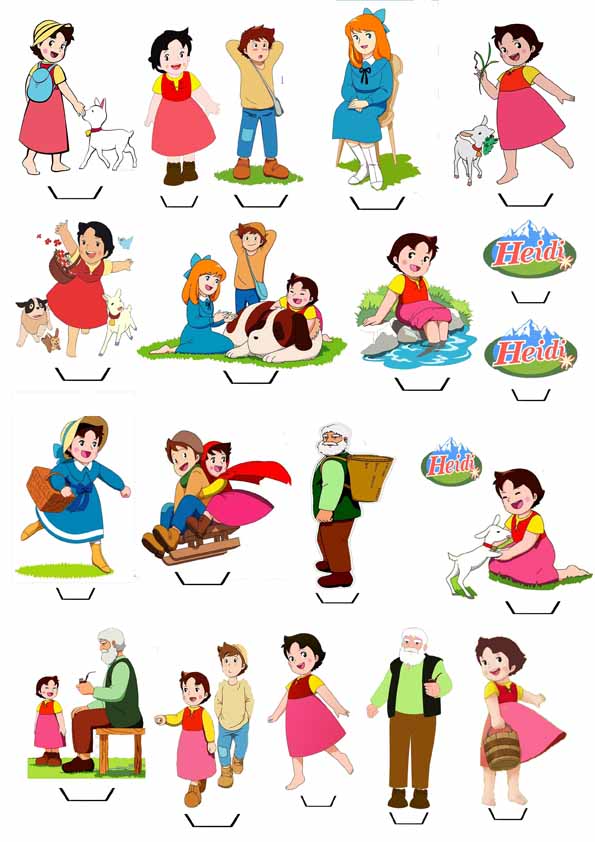 Muffin decoration, Heidi, 19 motifs, edible paper