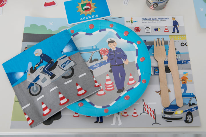 Servietten Polizei, 20 Stk., 33cm x 33cm kinderparties-shop