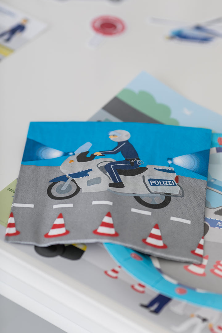 Servietten Polizei, 20 Stk., 33cm x 33cm kinderparties-shop