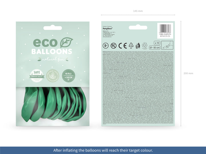 Luftballons, grasgrün metallisiert, Eco, 30 cm, 10er Pack kinderparties-shop