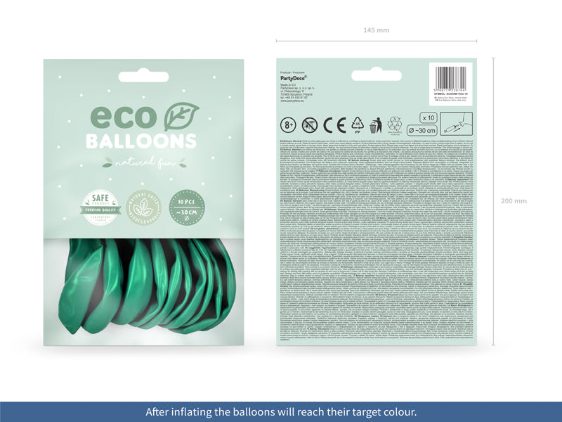 Luftballons, dunkelmint metallisiert, Eco, 30 cm, 10er Pack kinderparties-shop