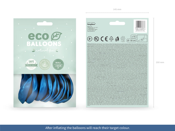 Luftballons, marineblau metallisiert, Eco, 30 cm, 10er Pack kinderparties-shop