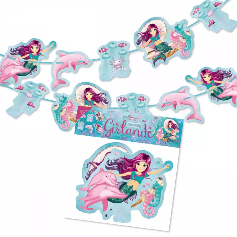 Meerjungfrau Girlande, TapirElla, Papier, 3 m, 5 Motive kinderparties-shop