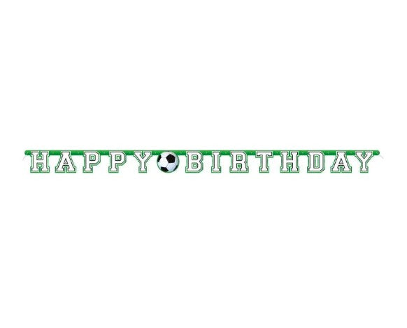 Partykette Happy Birthday - mit Alter personalisierbar - 3D Soccer, Fussball Party, 2.1m