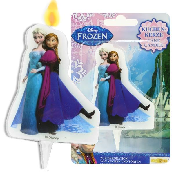Kerze Eiskönigin (Frozen), Elsa & Anna, 6,2x10cm, Party Deko Motto-Party am Kindergeburtstag, Geburtstag