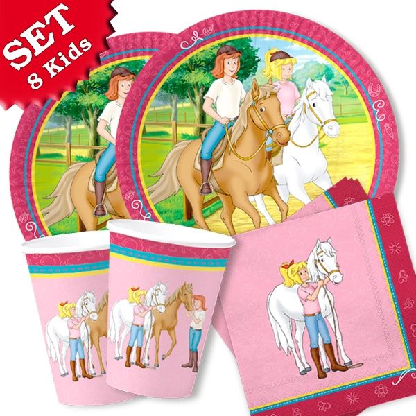 Party Deko Set Basic Bibi und Tina, für 8 Kinder, 36-tlg, Party Deko Motto-Party am Kindergeburtstag, Geburtstag