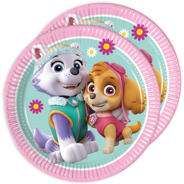 Kuchen Teller Paw Patrol, Skye & Everest, 8er Pack, 19.5 cm, Party Deko Motto-Party am Kindergeburtstag, Geburtstag