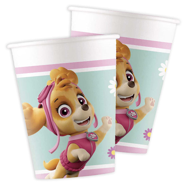 Party Becher Paw Patrol, Skye & Everest, 8er Pack, 200ml, Party Deko Motto-Party am Kindergeburtstag, Geburtstag