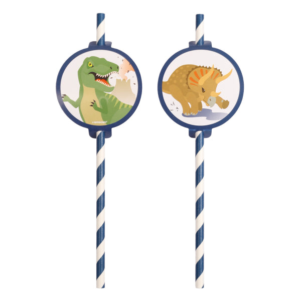 Dinosaurier Trinkhalme, Papier, 8 Stück