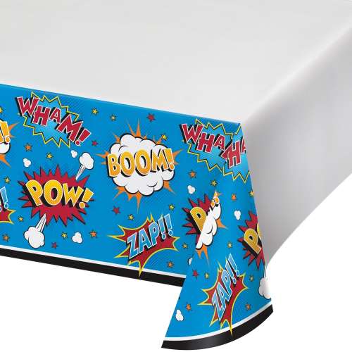 Tischdecke Superhelden, 1.2x2.2 m, abwaschbar, Party Deko Motto-Party am Kindergeburtstag, Geburtstag