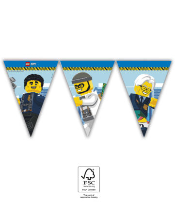 Wimpelkette Lego City, Papier, FSC, Party Deko Motto-Party am Kindergeburtstag, Geburtstag