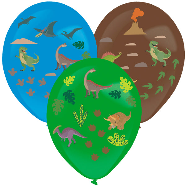 Dinosaurier Luftballons mit Dino Aufkleber, 3er Pack