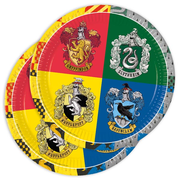 Party Teller Hogwarts Häuser, Harry Potter, FSC, 8 Stk, 22.5 cm kinderparties-shop