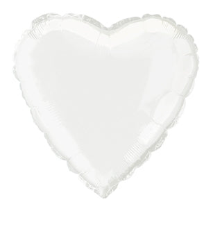 Folienballon, weisses Herz, 45 cm