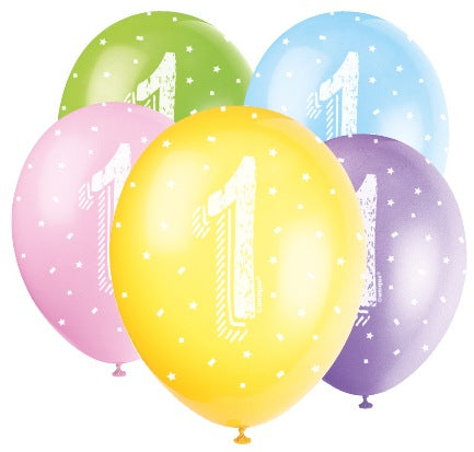 Luftballons, Zahlen 1-9, 5er Pack, bunt, Party Deko Motto-Party am Kindergeburtstag, Geburtstag
