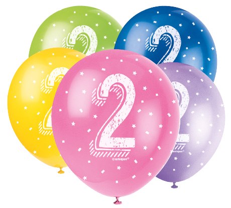 Luftballons, Zahlen 1-9, 5er Pack, bunt, Party Deko Motto-Party am Kindergeburtstag, Geburtstag