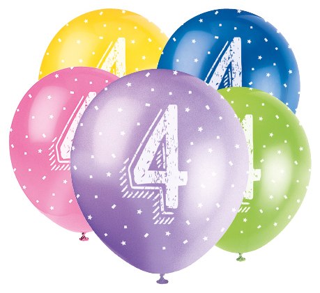 Luftballons, Zahlen 1-9, 5er Pack, bunt, Party Deko Motto-Party am Kindergeburtstag, Geburtstag