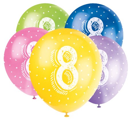 Luftballons, Zahlen 1-9, 5er Pack, bunt, Party Deko Motto-Party am Kindergeburtstag, Geburtstag