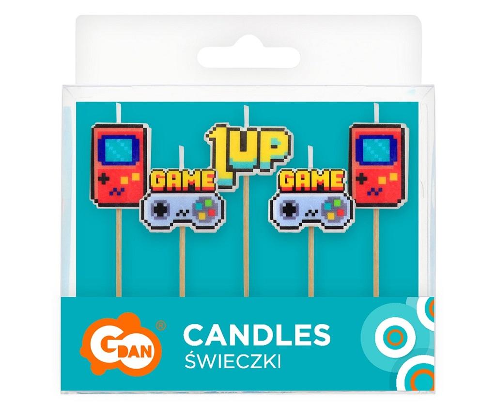Gaming Kerzen, Kuchen & Muffin Deko, 5-teilig