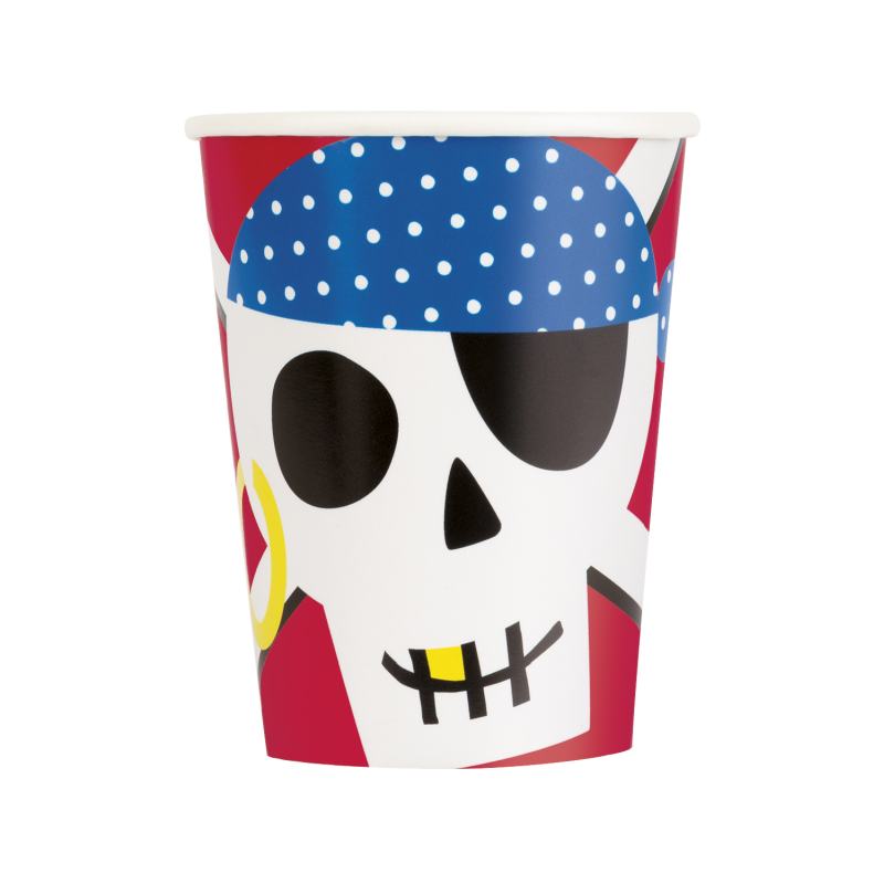 Party-Becher Ahoi Piraten, Totenkopf, 8er Pack