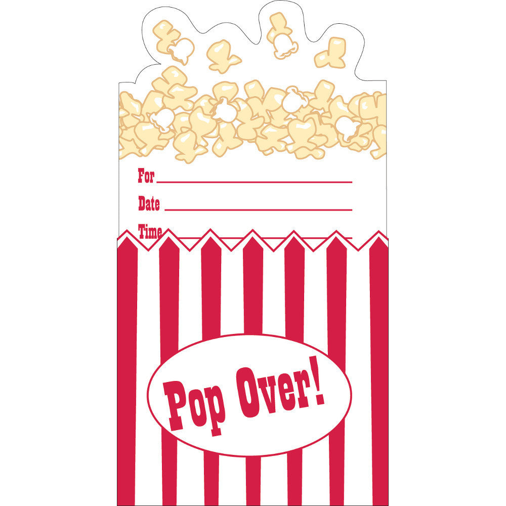 Einladung Hollywood Filmparty Popcorn, 8er Pack