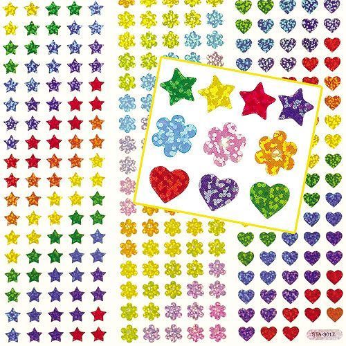 Stickers, holografische Aufkleber, bunt, 348 Stk.
