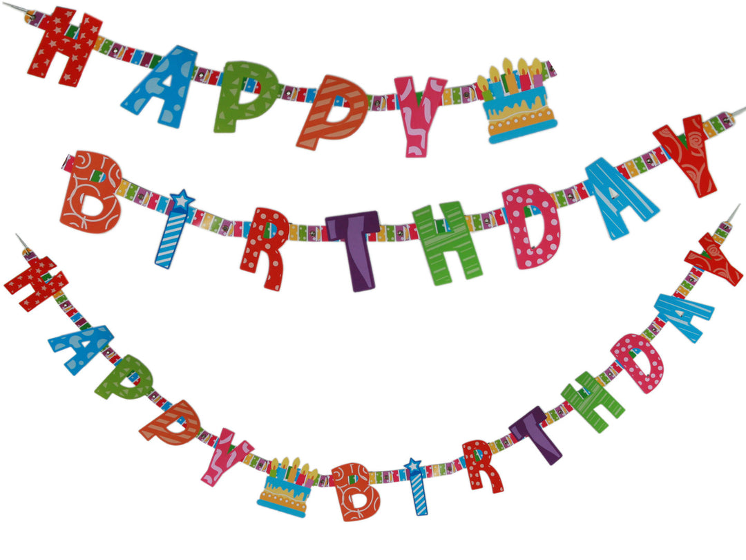Buchstabenkette Happy Birthday, bunt, Papier, Party Deko Motto-Party am Kindergeburtstag, Geburtstag