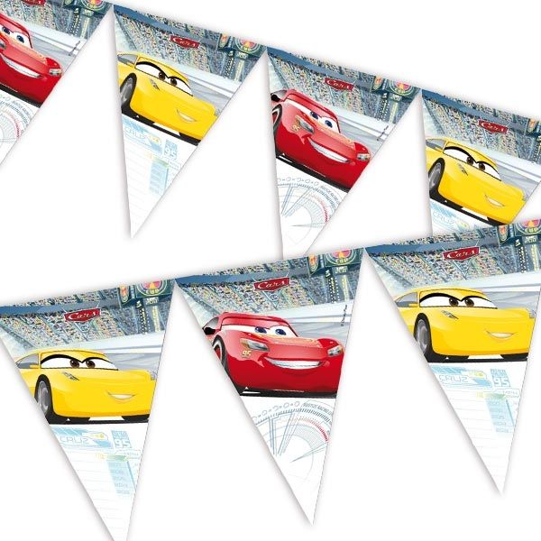 Wimpelkette, Disney Cars 3, Folie, 2.3m, Party Deko Motto-Party am Kindergeburtstag, Geburtstag
