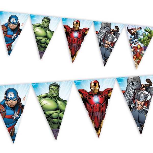 Wimpelkette Avengers, 2,3m, Party Deko Motto-Party am Kindergeburtstag, Geburtstag