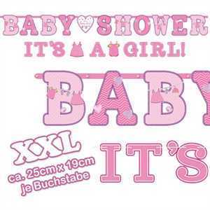 Buchstabenkette XXL Babyshower It's a Girl, Papier, 2er Set