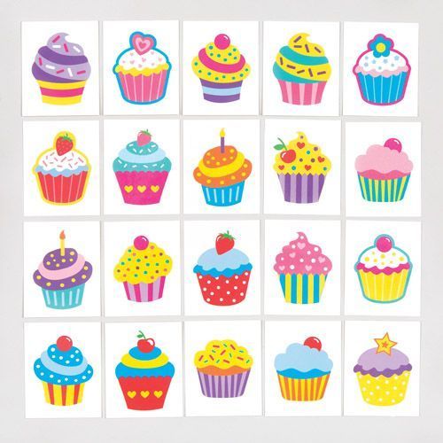 Tattoos, Cupcakes, 24Stk. give-away