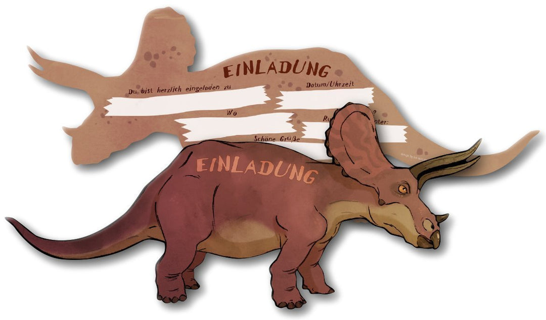 Einladung Dino Triceratops, 8er Pack