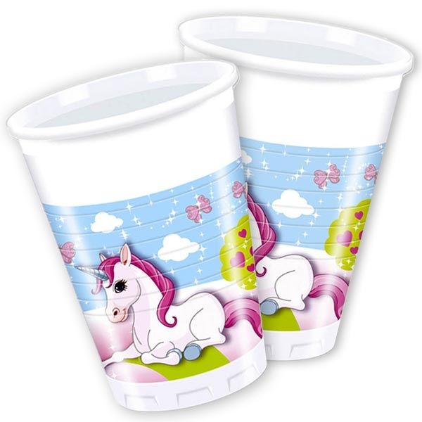 Party Becher Einhorn "Unicorn", 8 Stück, Plastik