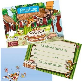 Einladung Pettersson und Findus Geburtstagskuchen
