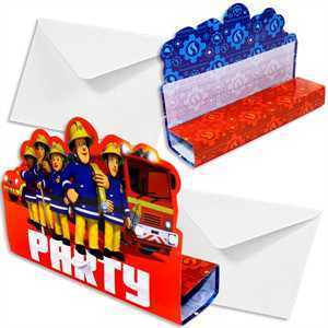 Einladung Feuerwehrmann Sam, 8er Pack, inkl. Umschläge