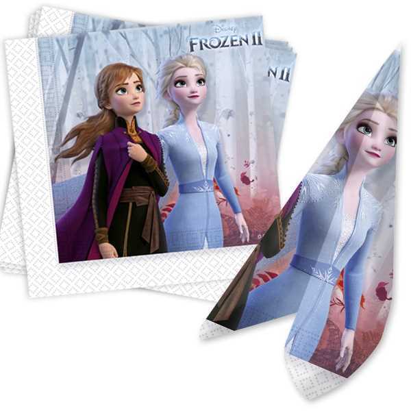 Servietten Frozen 2, 20er Pack, 33cm, Party Deko Motto-Party am Kindergeburtstag, Geburtstag