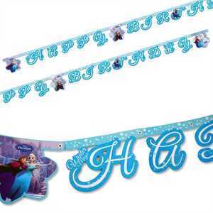 Buchstabenkette Happy Birthday, Eiskönigin, Eislaufen, Papier, 2m, Party Deko Motto-Party am Kindergeburtstag, Geburtstag