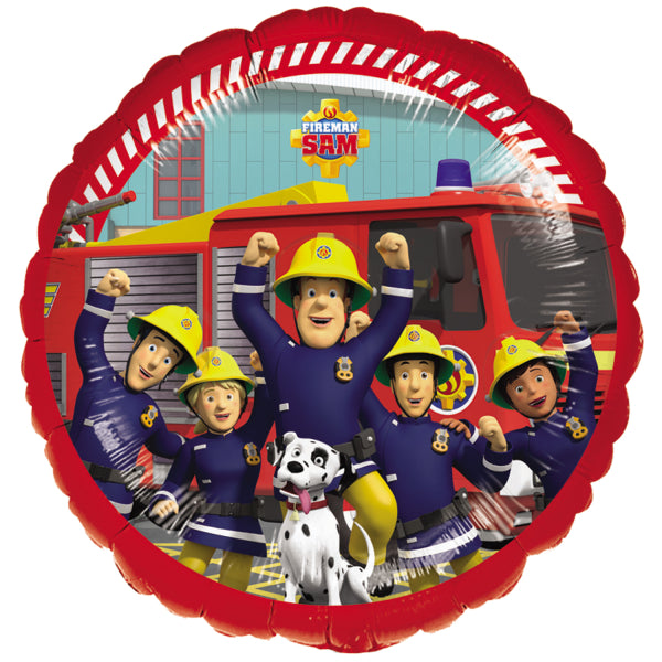 Folienballon Feuerwehrmann Sam, rund, 43 cm