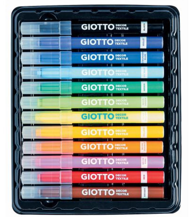 Giotto Stoffmalstifte, 12er Pack, 40°C waschbar