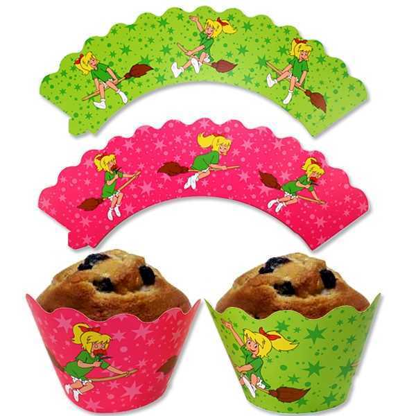 Muffinbanderolen, Bibi Blocksberg, 12er Pack, 20cm, Geburtstagskuchen, Muffins, Kindergeburtstag, Motto-Party