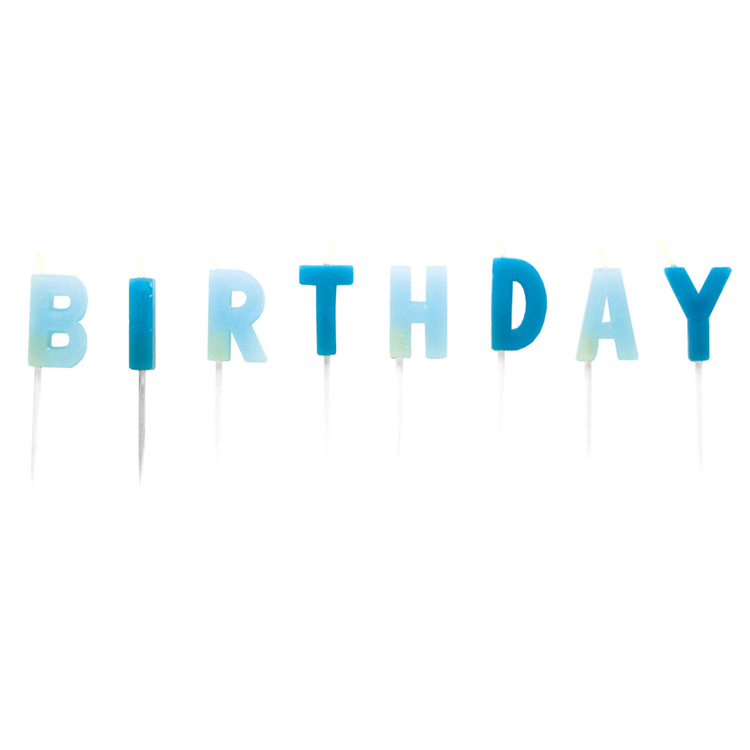 Kerze Happy Birthday, blau, 13er Pack, 7cm
